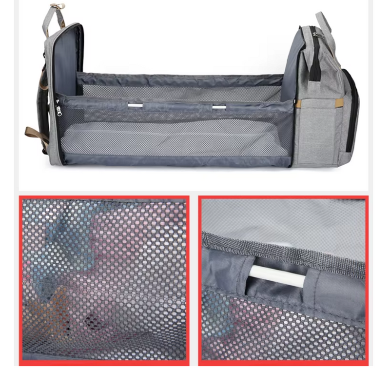 Berço Dobrável  MommyCare 3 em 1 - Mochila Multifuncional para Mamães