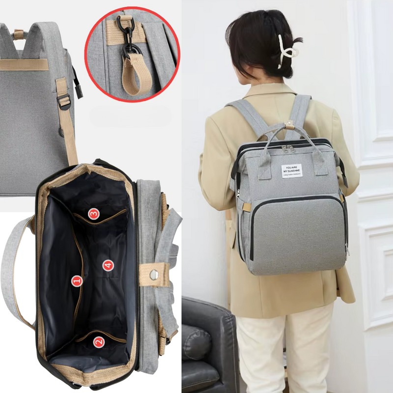 Berço Dobrável  MommyCare 3 em 1 - Mochila Multifuncional para Mamães
