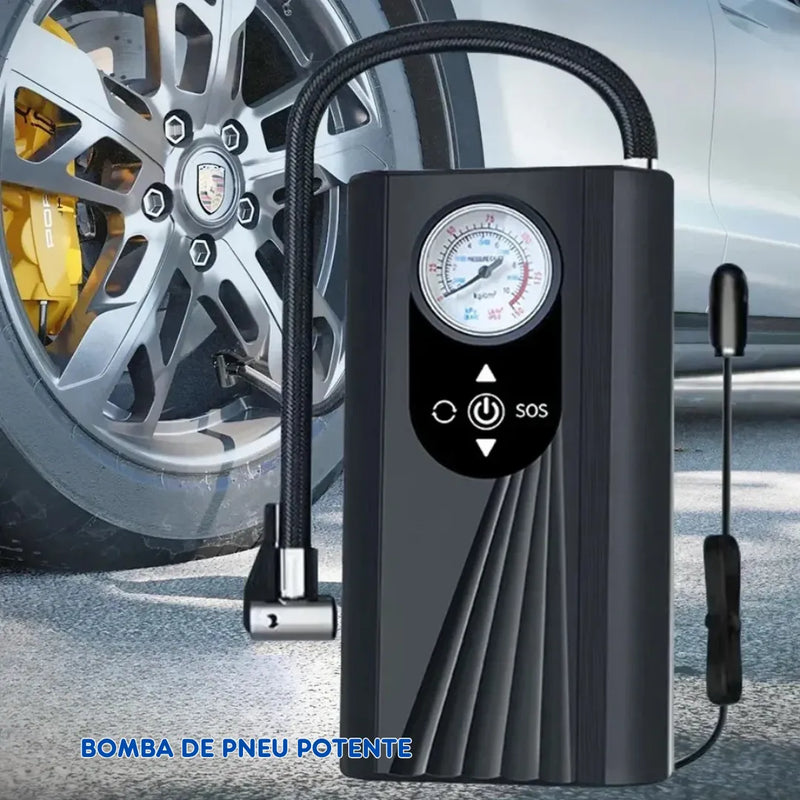 Mini Bomba de Ar Portátil Recarregável - Inflador Elétrico para Carros e Motos