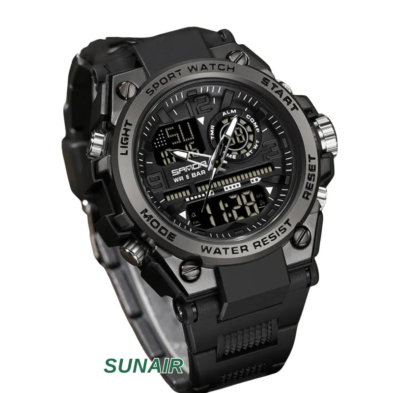 Relógio Quartzo, Militar SunAIR PRO - LED Dual Display à Prova d'Água e de Choque